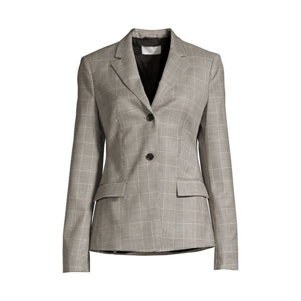 HUGO BOSS Jatinda3  Wool Check Jacket Blazer Size 6 Career Elegant Timeless